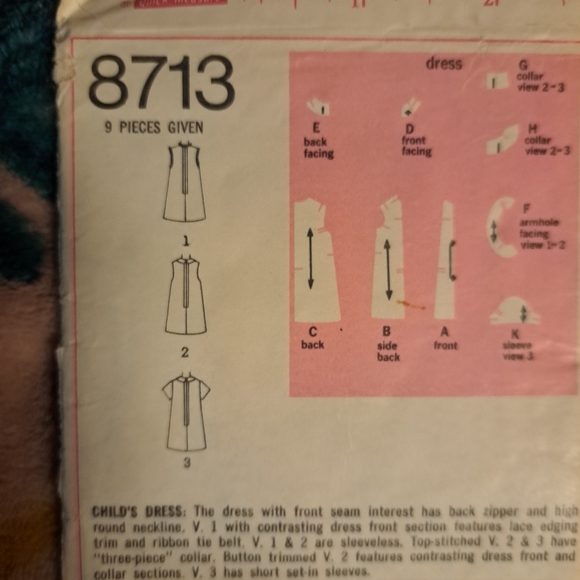 Simplicity vintage pattern size 4 8713 🌼🌺💐🌻🌷 - Picture 3 of 4